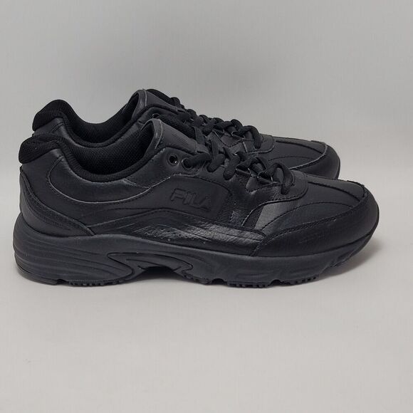 FILA Womens Memory Workshift Slip Resistant Low Leather Sneakers Black Size 9 - Picture 12 of 12